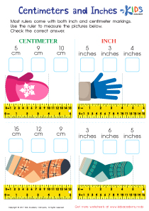 Centimeters and Inches Worksheet: Free Printable PDF for Kids